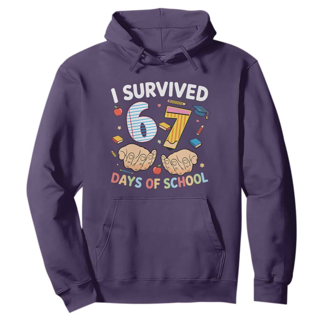 I Survived 67 Days of School Funny Six Seven Meme Hoodie TS10 Purple Print Your Wear