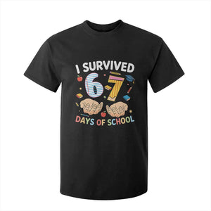 I Survived 67 Days of School Funny Six Seven Meme T Shirt For Kid TS10 Black Print Your Wear