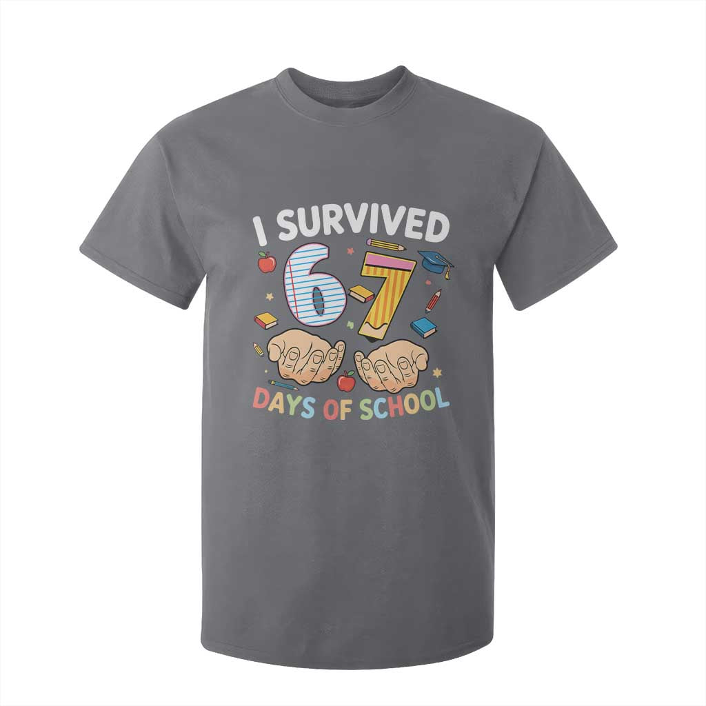 I Survived 67 Days of School Funny Six Seven Meme T Shirt For Kid TS10 Charcoal Print Your Wear