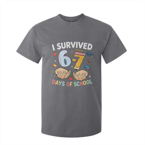 I Survived 67 Days of School Funny Six Seven Meme T Shirt For Kid TS10 Charcoal Print Your Wear