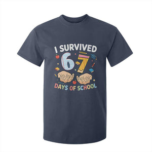 I Survived 67 Days of School Funny Six Seven Meme T Shirt For Kid TS10 Navy Print Your Wear