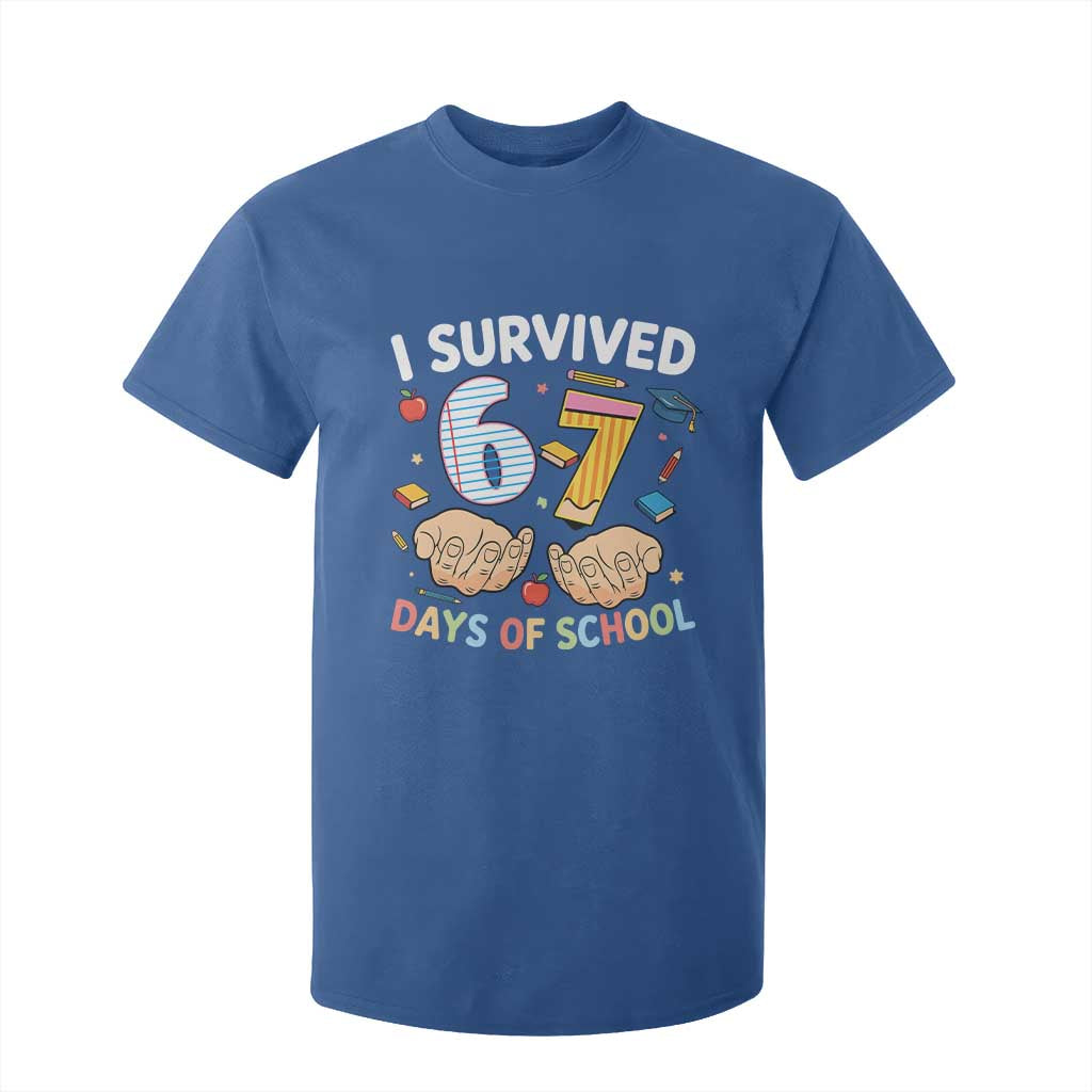 I Survived 67 Days of School Funny Six Seven Meme T Shirt For Kid TS10 Royal Blue Print Your Wear