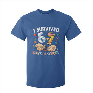 I Survived 67 Days of School Funny Six Seven Meme T Shirt For Kid TS10 Royal Blue Print Your Wear