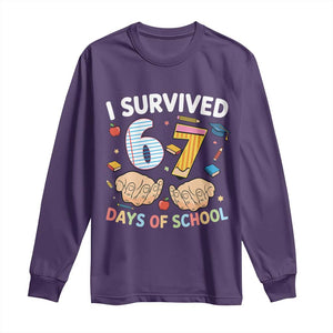 I Survived 67 Days of School Funny Six Seven Meme Long Sleeve Shirt TS10 Purple Print Your Wear