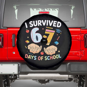 I Survived 67 Days of School Funny Six Seven Meme Spare Tire Cover TS10 Black Print Your Wear