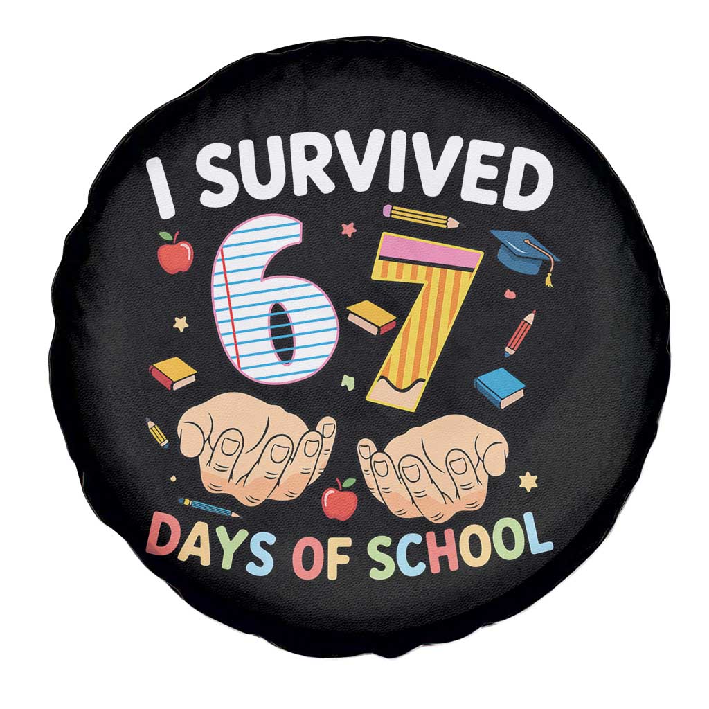 I Survived 67 Days of School Funny Six Seven Meme Spare Tire Cover TS10 Print Your Wear