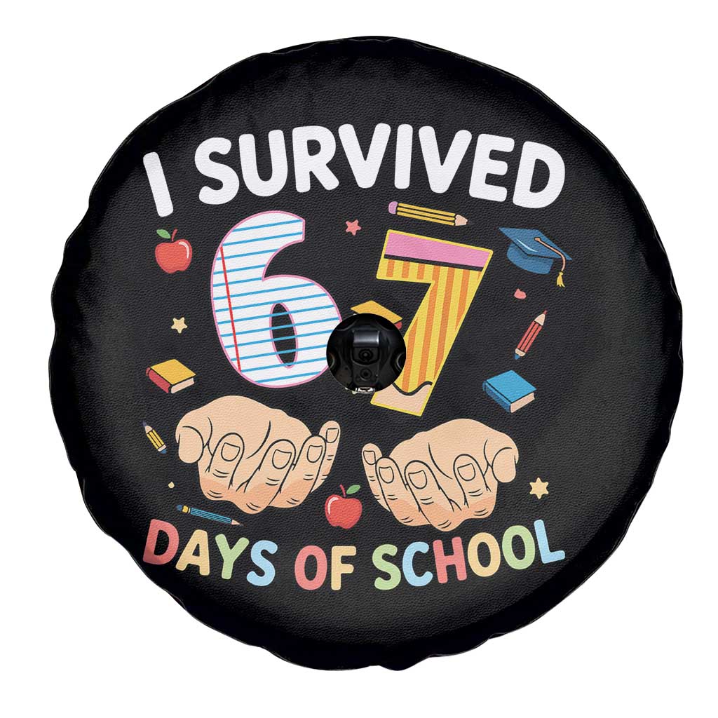 I Survived 67 Days of School Funny Six Seven Meme Spare Tire Cover TS10 Print Your Wear