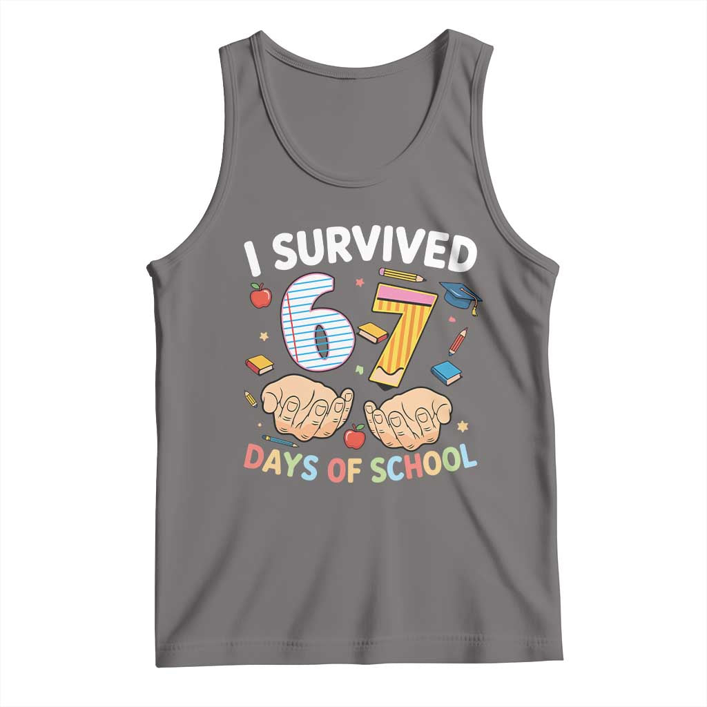 I Survived 67 Days of School Funny Six Seven Meme Tank Top TS10 Deep Heather Print Your Wear