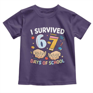 I Survived 67 Days of School Funny Six Seven Meme Toddler T Shirt TS10 Purple Print Your Wear