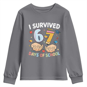 I Survived 67 Days of School Funny Six Seven Meme Youth Sweatshirt TS10 Charcoal Print Your Wear