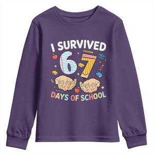 I Survived 67 Days of School Funny Six Seven Meme Youth Sweatshirt TS10 Purple Print Your Wear