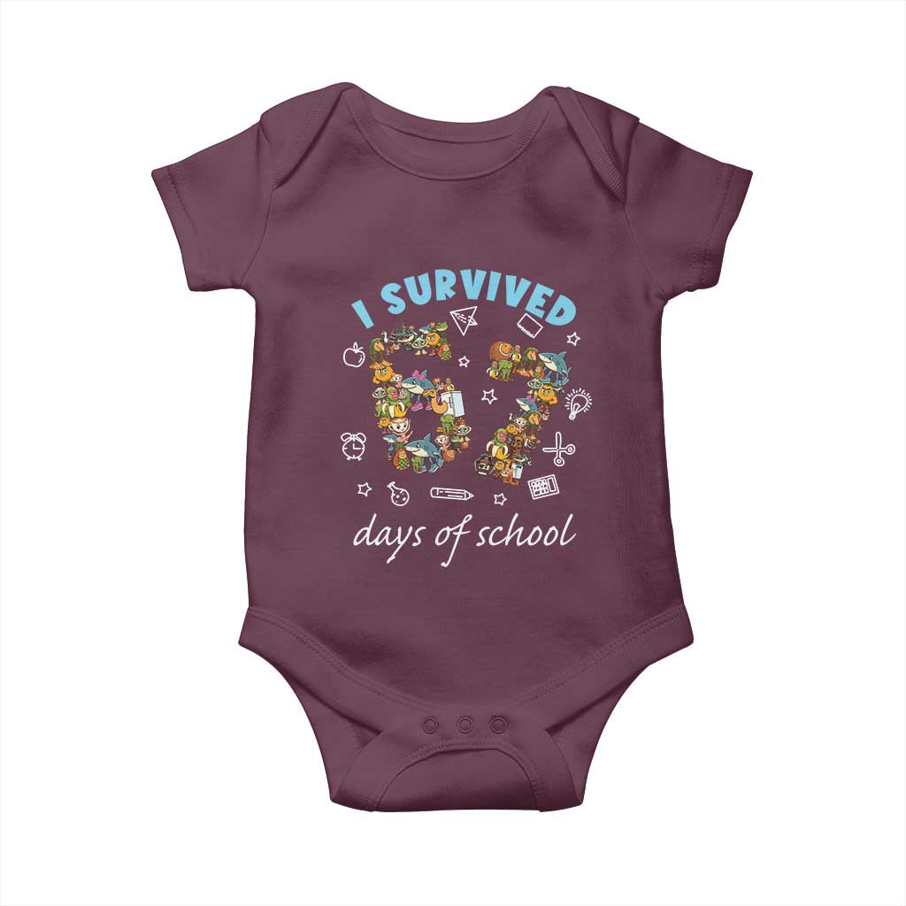 I Survived 67 Days of School Funny Six Seven Italian Brainrot Baby Onesie TS10 Maroon Print Your Wear