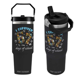I Survived 67 Days of School Funny Six Seven Italian Brainrot Flip Straw Tumbler TS10 One Size: 30 oz Black Print Your Wear