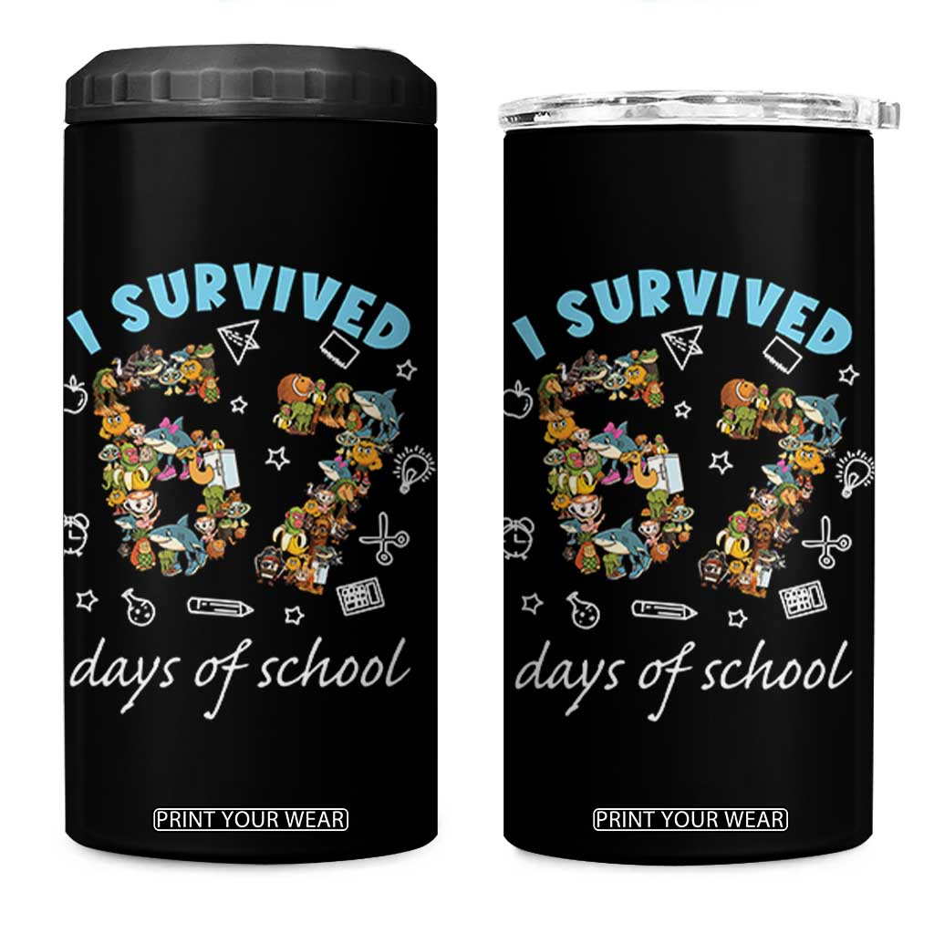 I Survived 67 Days of School Funny Six Seven Italian Brainrot 4 in 1 Can Cooler Tumbler TS10 One Size: 16 oz Black Print Your Wear