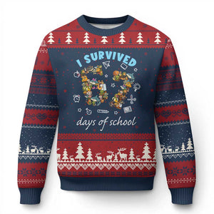 I Survived 67 Days of School Funny Six Seven Italian Brainrot Ugly Christmas Sweater TS10 Navy Red Print Your Wear