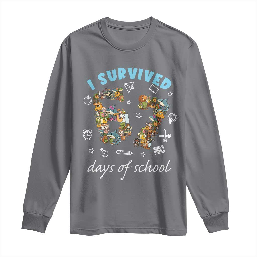 I Survived 67 Days of School Funny Six Seven Italian Brainrot Long Sleeve Shirt TS10 Charcoal Print Your Wear