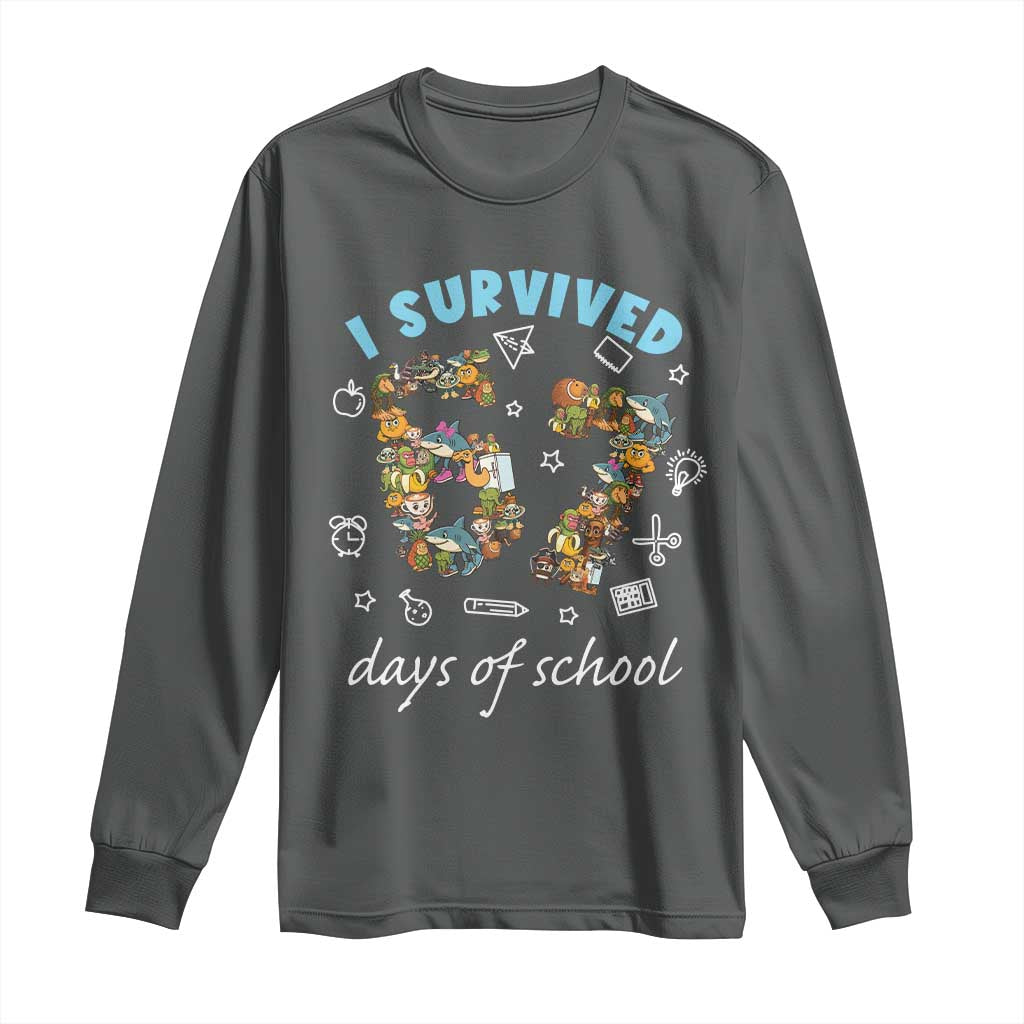 I Survived 67 Days of School Funny Six Seven Italian Brainrot Long Sleeve Shirt TS10 Dark Heather Print Your Wear