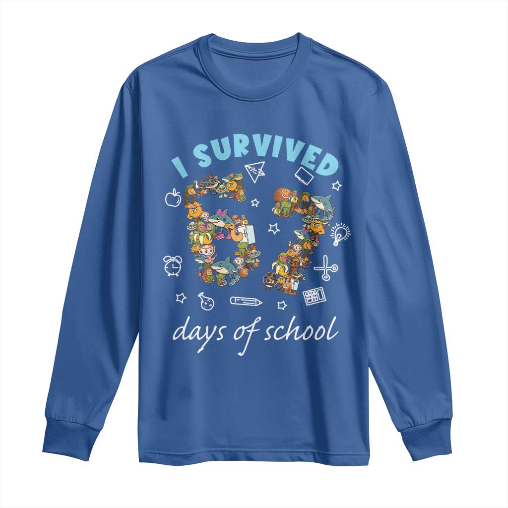 I Survived 67 Days of School Funny Six Seven Italian Brainrot Long Sleeve Shirt TS10 Royal Blue Print Your Wear