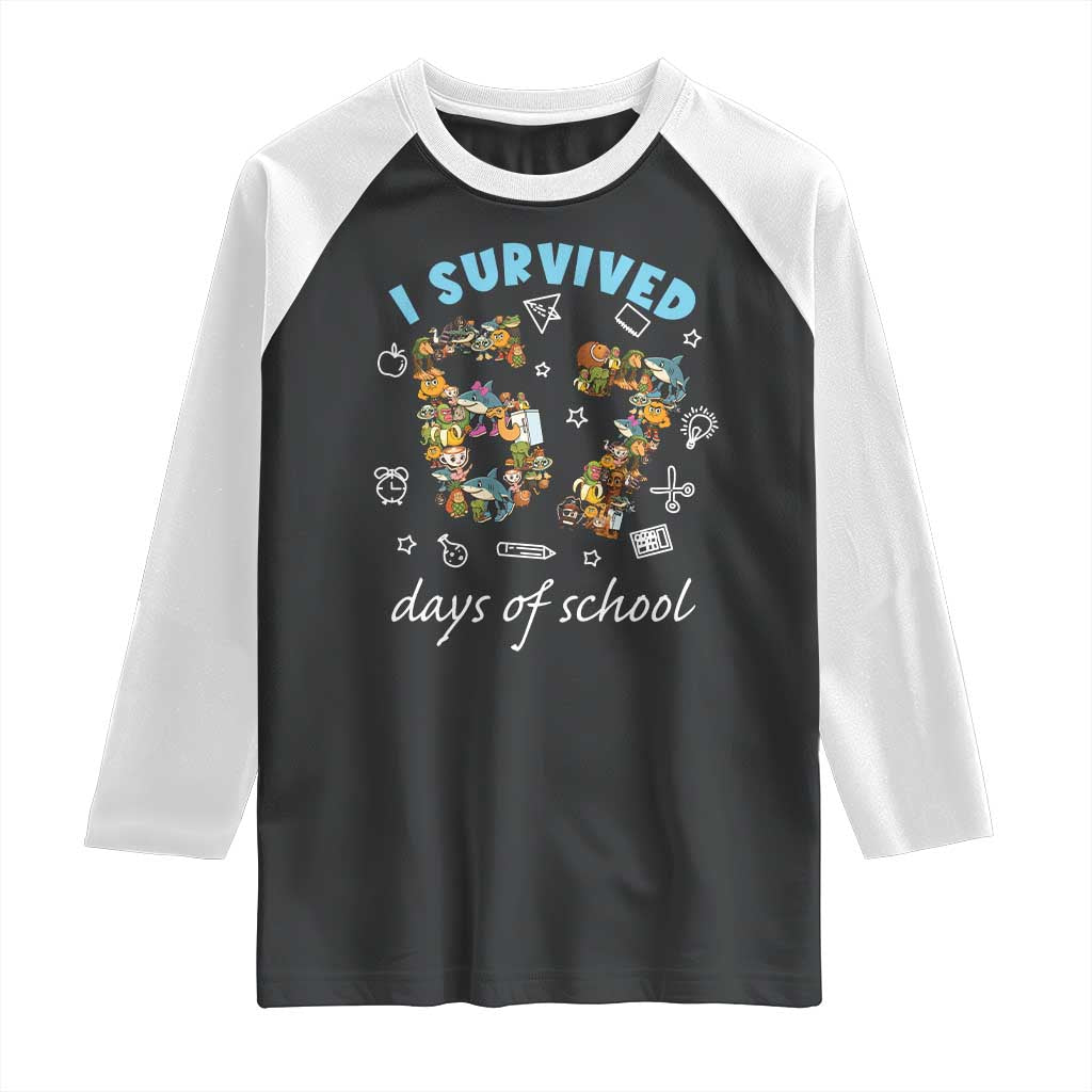 I Survived 67 Days of School Funny Six Seven Italian Brainrot Raglan Shirt TS10 Black White Print Your Wear