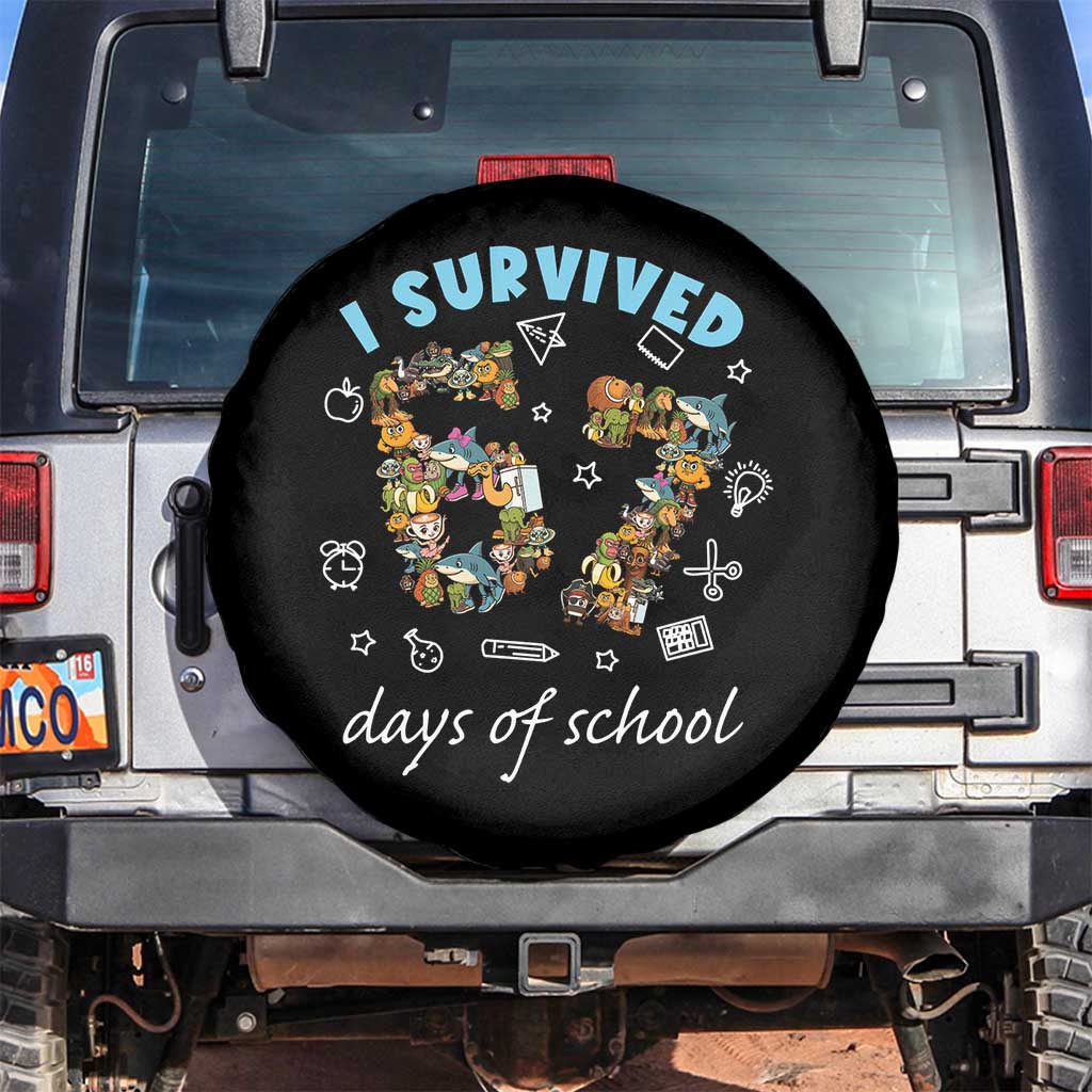 I Survived 67 Days of School Funny Six Seven Italian Brainrot Spare Tire Cover TS10 No hole Black Print Your Wear