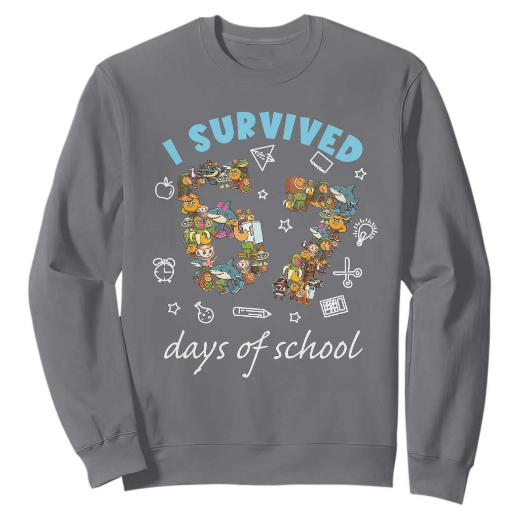 I Survived 67 Days of School Funny Six Seven Italian Brainrot Sweatshirt TS10 Charcoal Print Your Wear