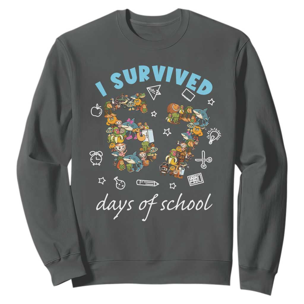 I Survived 67 Days of School Funny Six Seven Italian Brainrot Sweatshirt TS10 Dark Heather Print Your Wear