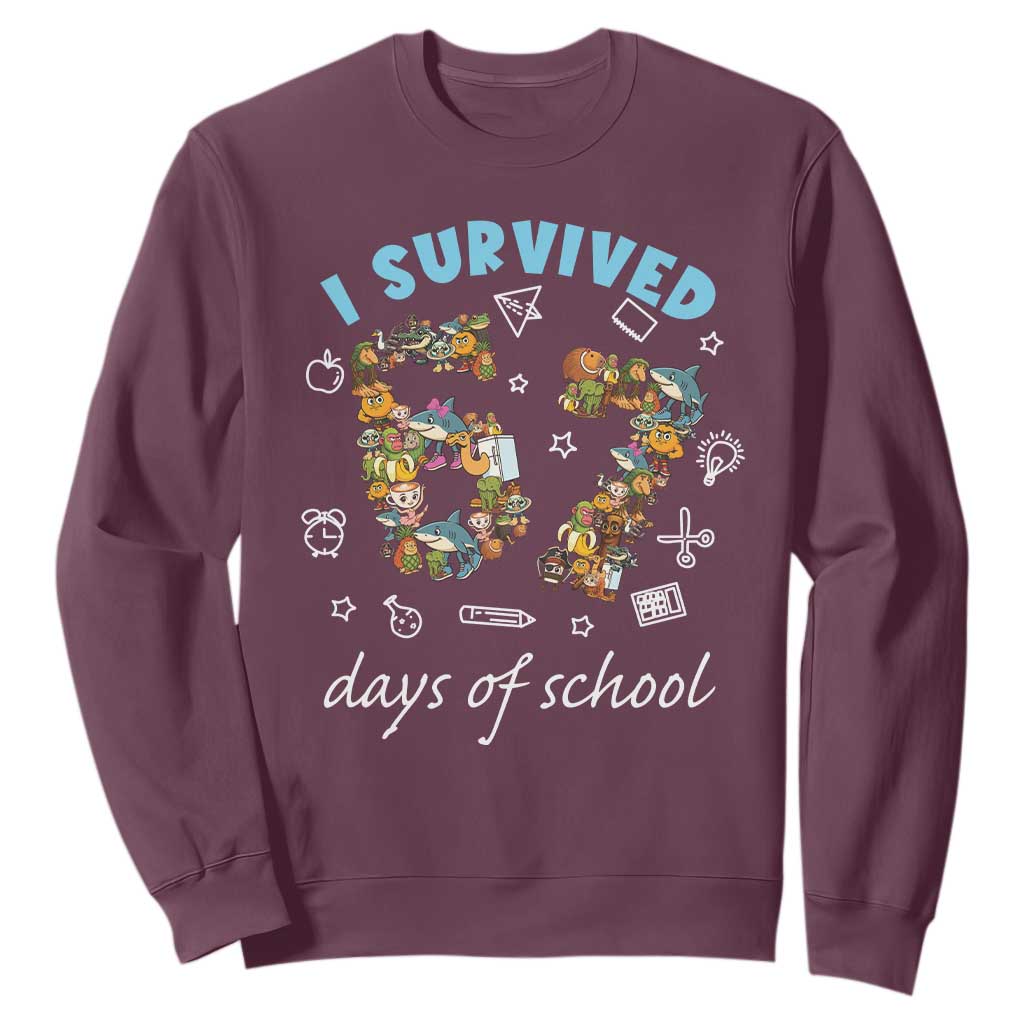 I Survived 67 Days of School Funny Six Seven Italian Brainrot Sweatshirt TS10 Maroon Print Your Wear