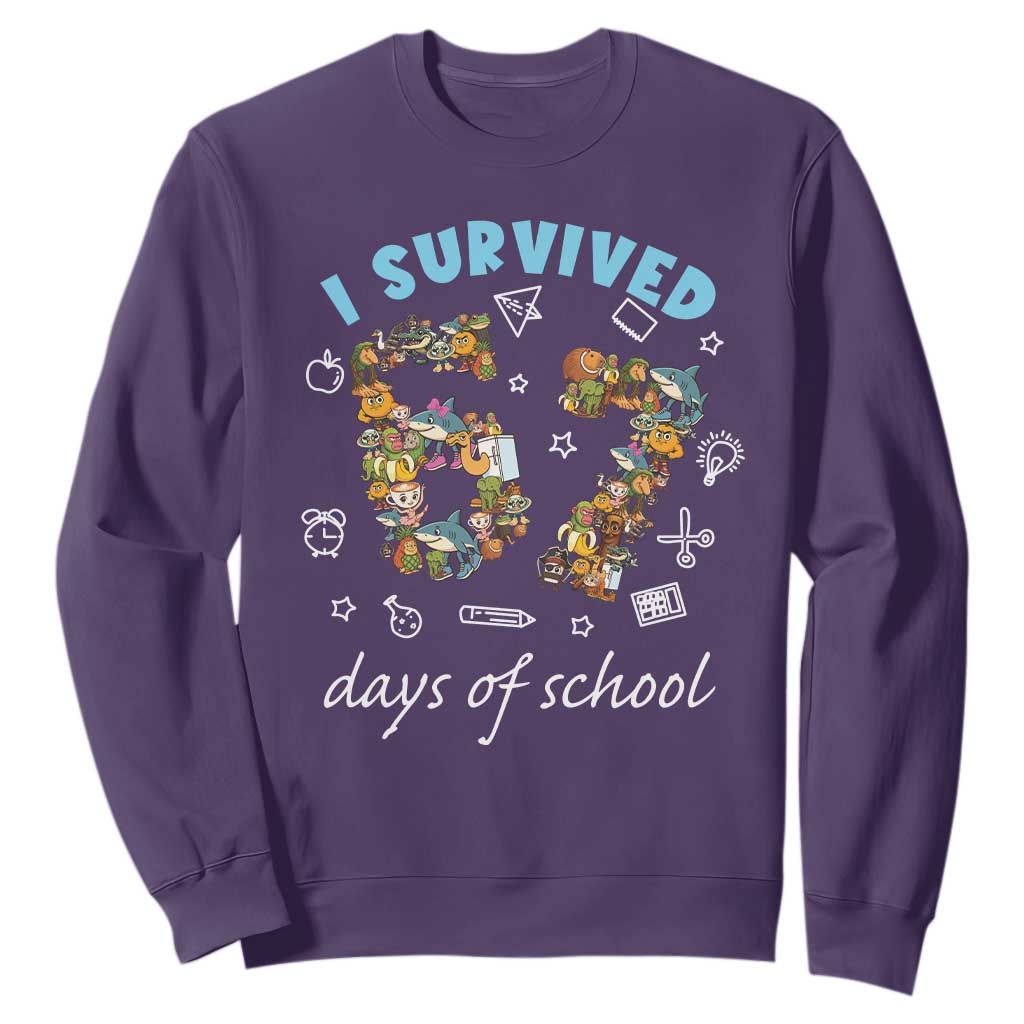 I Survived 67 Days of School Funny Six Seven Italian Brainrot Sweatshirt TS10 Purple Print Your Wear