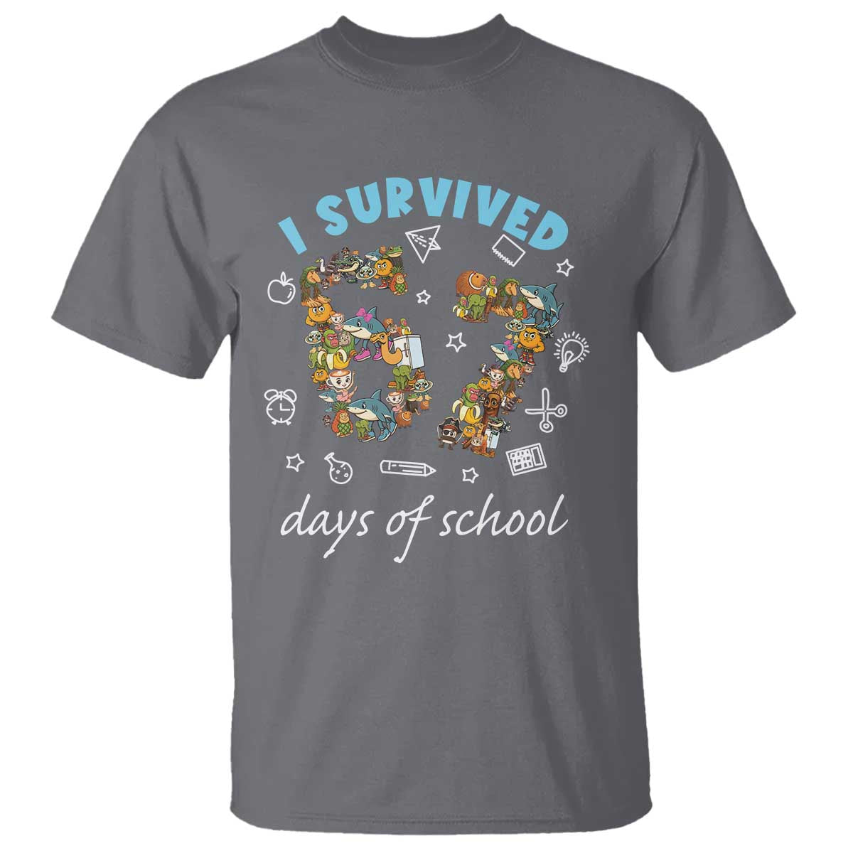 I Survived 67 Days of School Funny Six Seven Italian Brainrot T Shirt TS10 Charcoal Print Your Wear