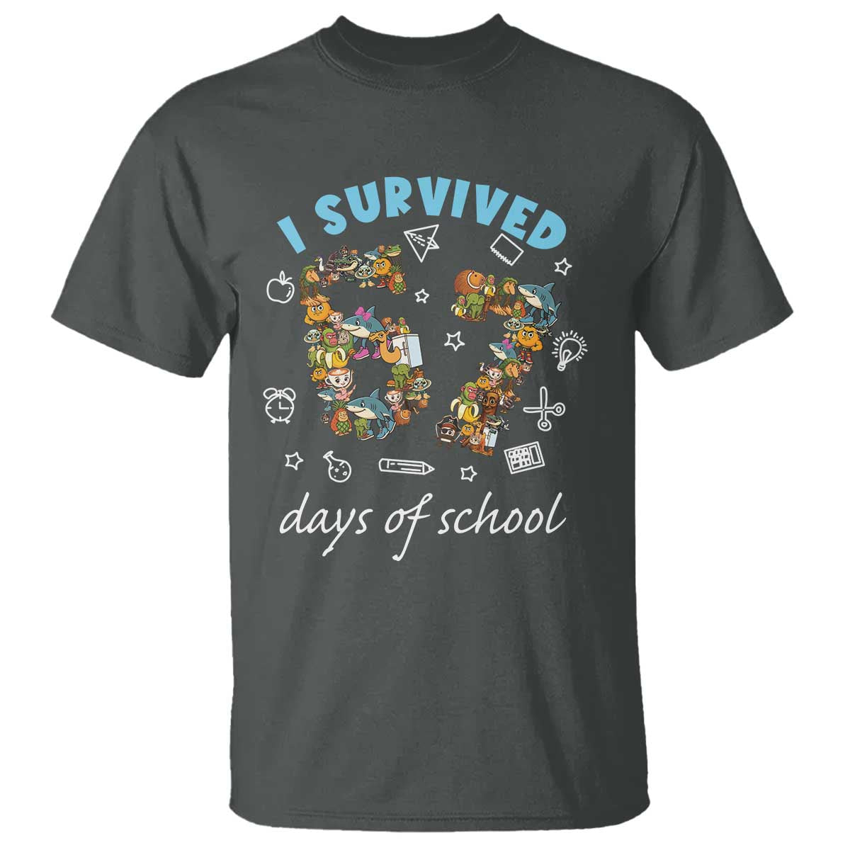I Survived 67 Days of School Funny Six Seven Italian Brainrot T Shirt TS10 Dark Heather Print Your Wear