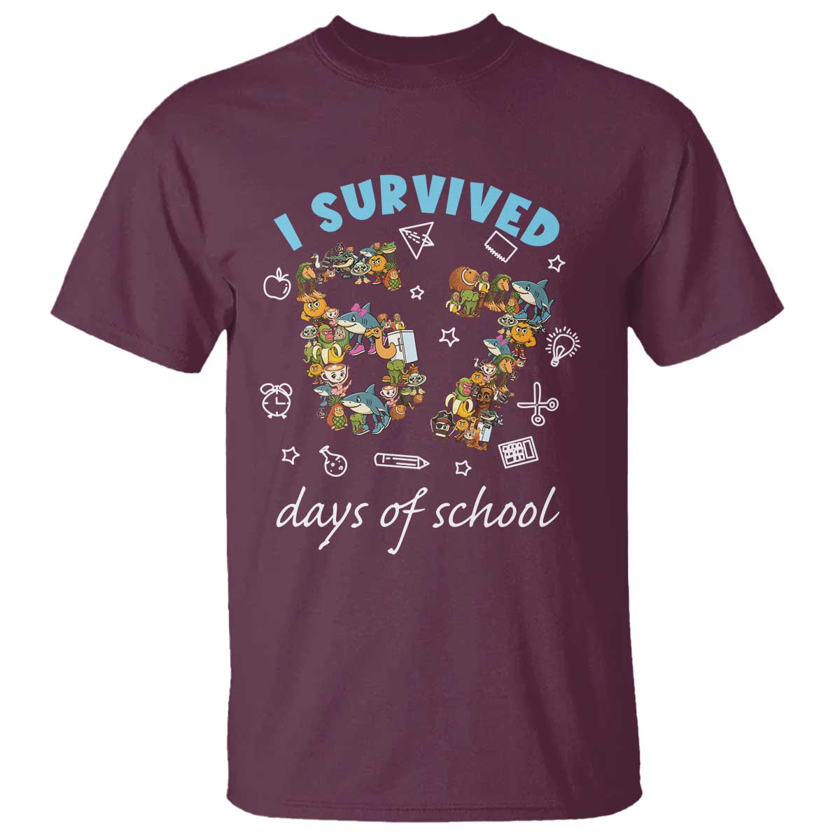 I Survived 67 Days of School Funny Six Seven Italian Brainrot T Shirt TS10 Maroon Print Your Wear