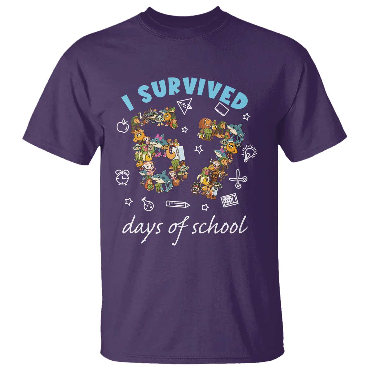 I Survived 67 Days of School Funny Six Seven Italian Brainrot T Shirt TS10 Purple Print Your Wear