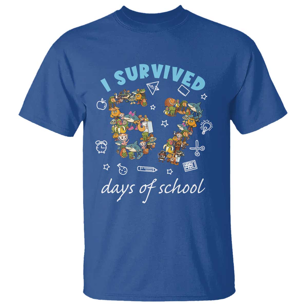 I Survived 67 Days of School Funny Six Seven Italian Brainrot T Shirt TS10 Royal Blue Print Your Wear
