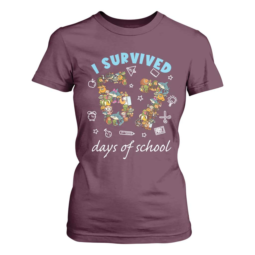 I Survived 67 Days of School Funny Six Seven Italian Brainrot T Shirt For Women TS10 Maroon Print Your Wear
