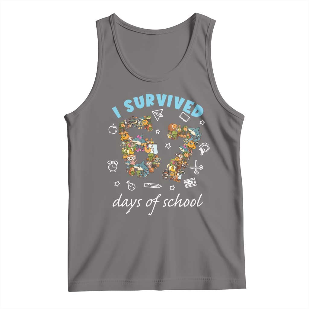 I Survived 67 Days of School Funny Six Seven Italian Brainrot Tank Top TS10 Deep Heather Print Your Wear