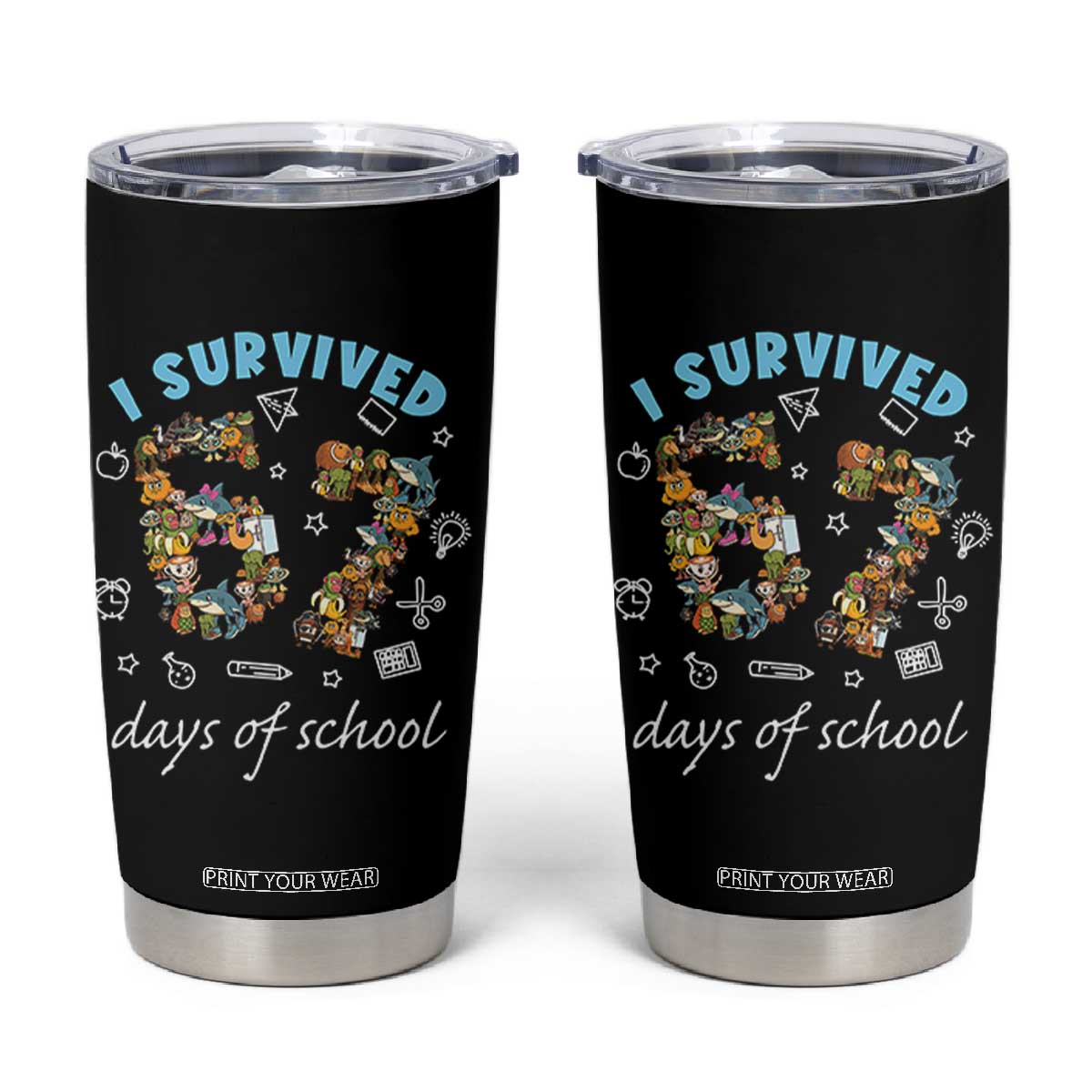 I Survived 67 Days of School Funny Six Seven Italian Brainrot Tumbler Cup TS10 Black Print Your Wear