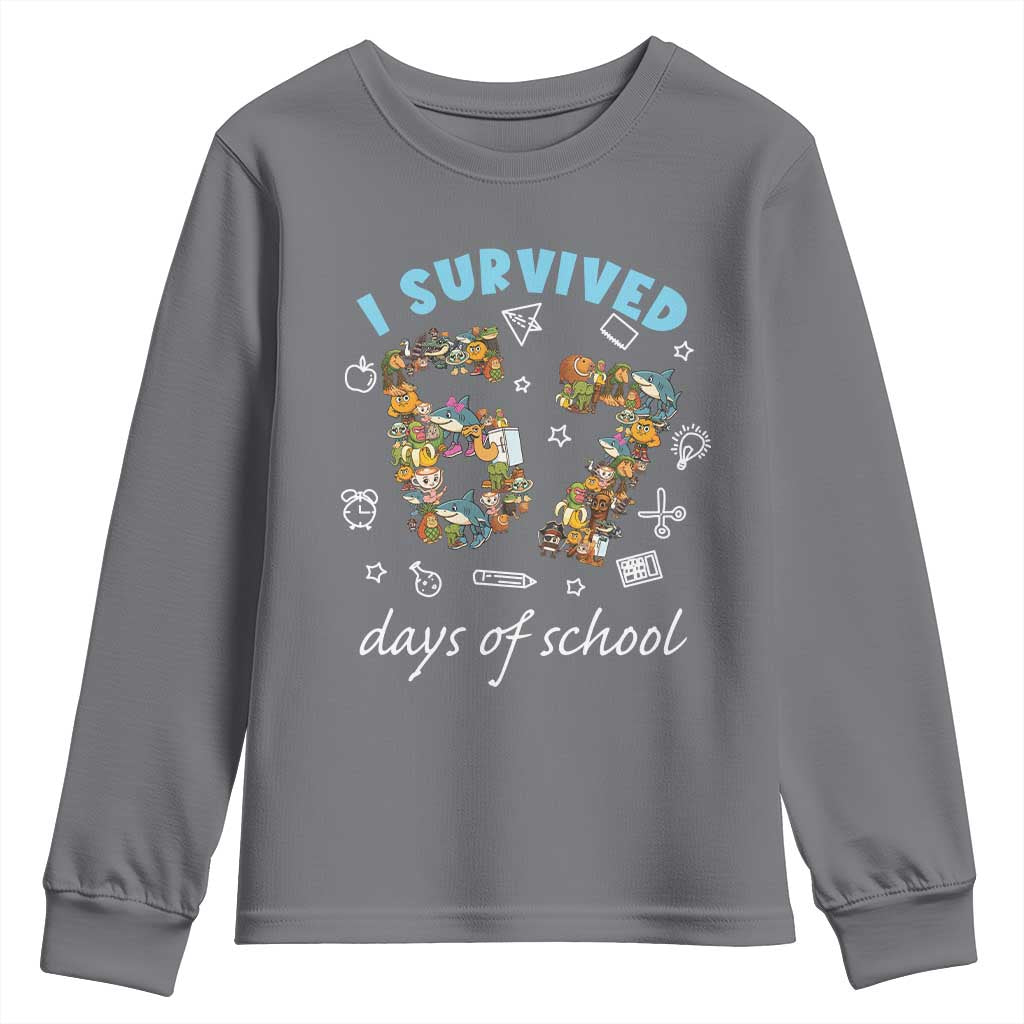 I Survived 67 Days of School Funny Six Seven Italian Brainrot Youth Sweatshirt TS10 Charcoal Print Your Wear