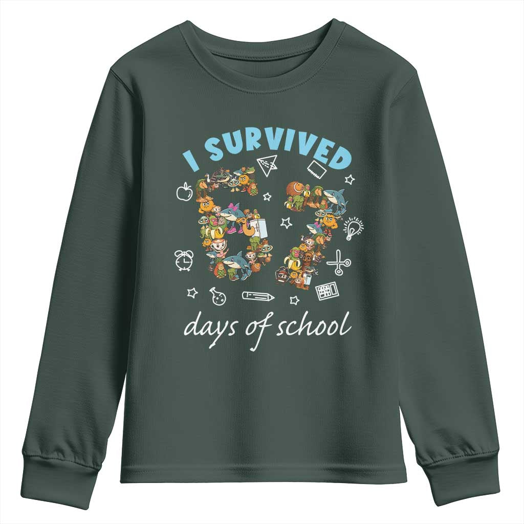 I Survived 67 Days of School Funny Six Seven Italian Brainrot Youth Sweatshirt TS10 Dark Forest Green Print Your Wear