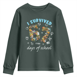I Survived 67 Days of School Funny Six Seven Italian Brainrot Youth Sweatshirt TS10 Dark Forest Green Print Your Wear