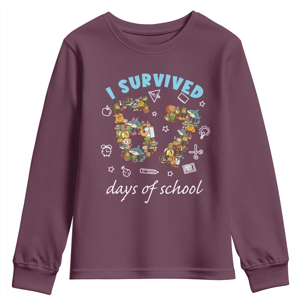 I Survived 67 Days of School Funny Six Seven Italian Brainrot Youth Sweatshirt TS10 Maroon Print Your Wear