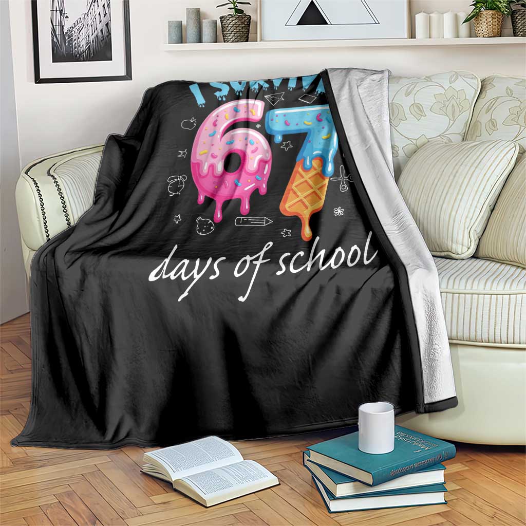 I Survived 67 Days of School Funny Six Seven Meme Throw Blanket Baseball Ice Cream Dripping TS10 Print Your Wear