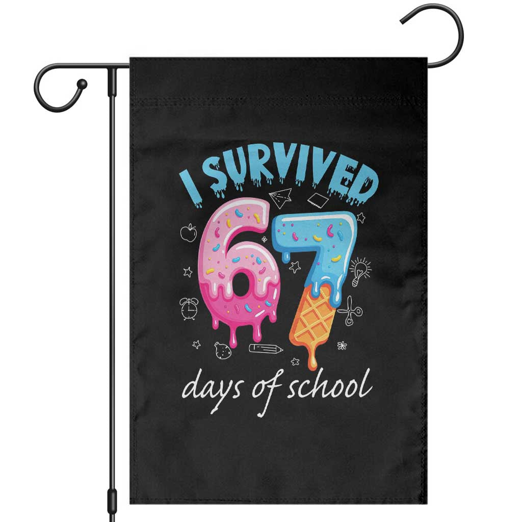 I Survived 67 Days of School Funny Six Seven Meme Garden Flag Baseball Ice Cream Dripping TS10 Black Print Your Wear