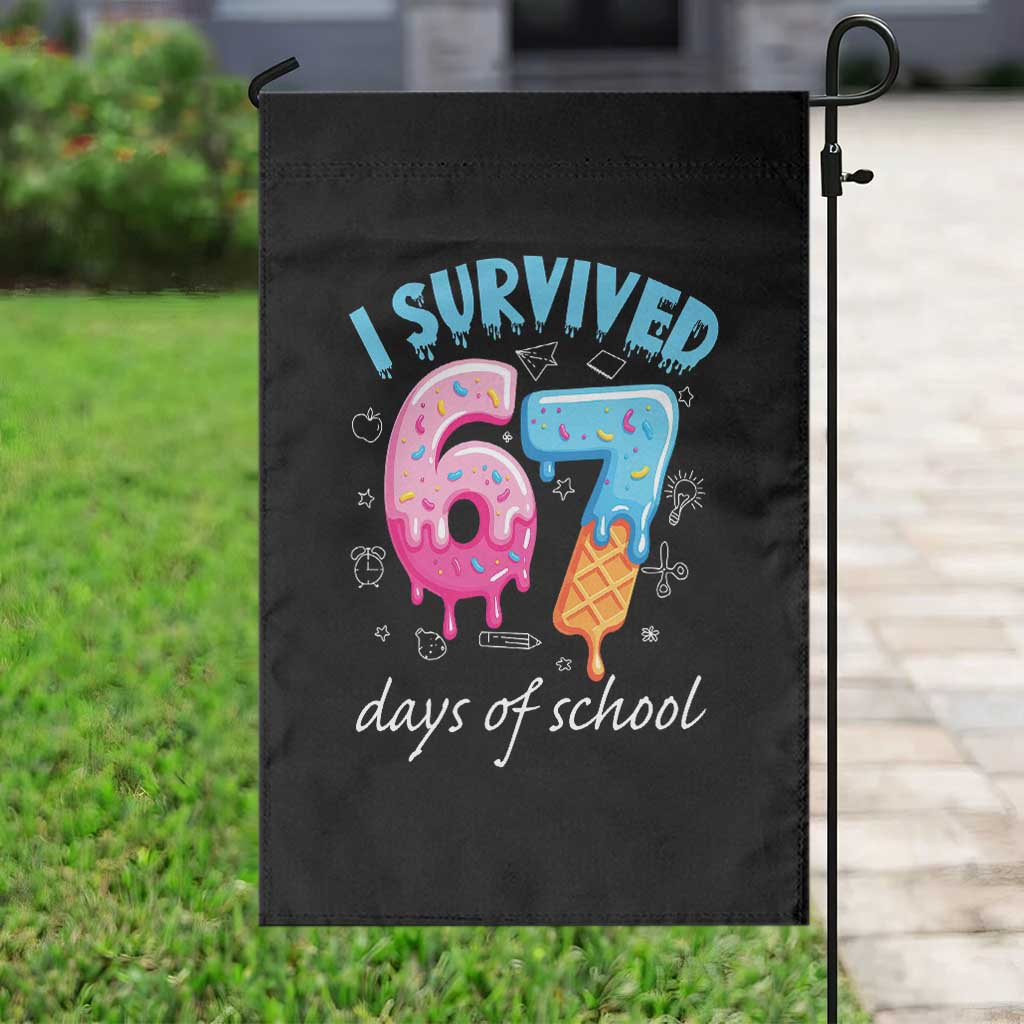 I Survived 67 Days of School Funny Six Seven Meme Garden Flag Baseball Ice Cream Dripping TS10 Print Your Wear
