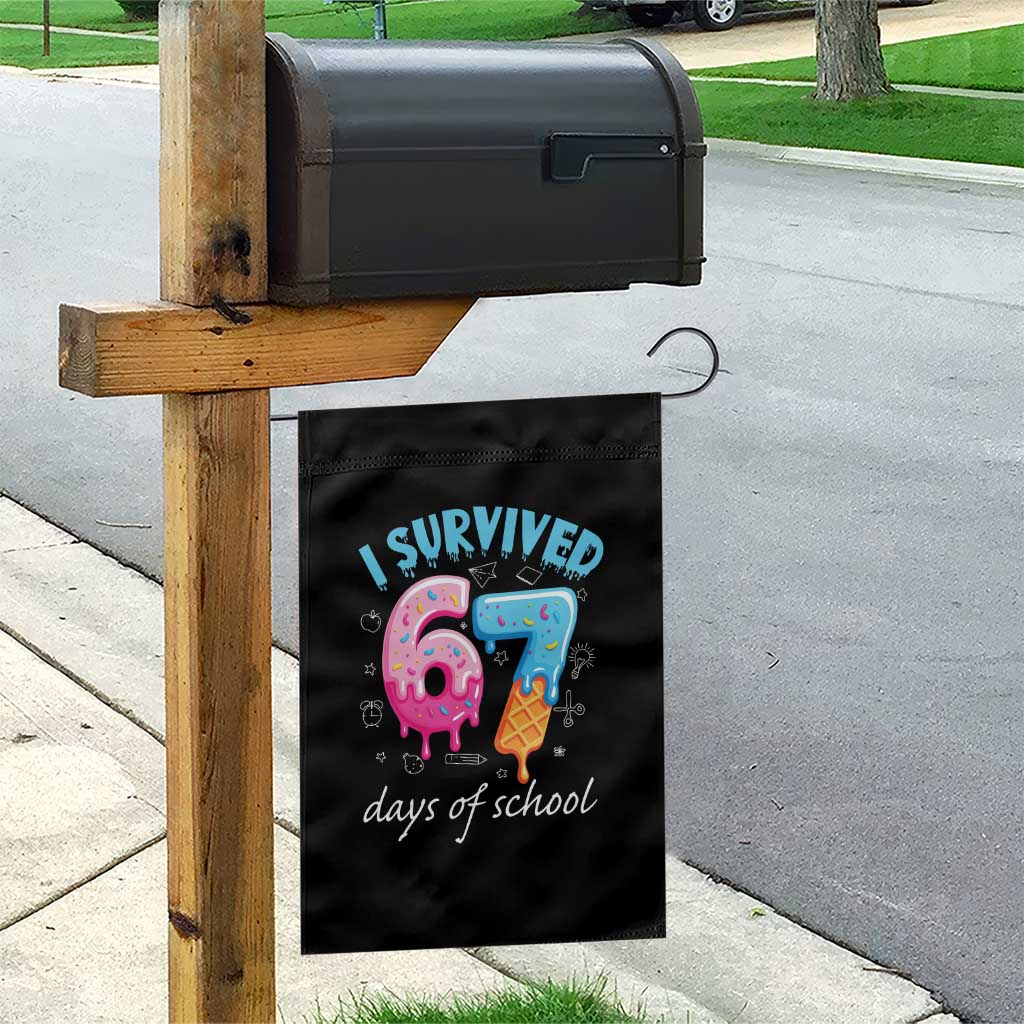I Survived 67 Days of School Funny Six Seven Meme Garden Flag Baseball Ice Cream Dripping TS10 Print Your Wear