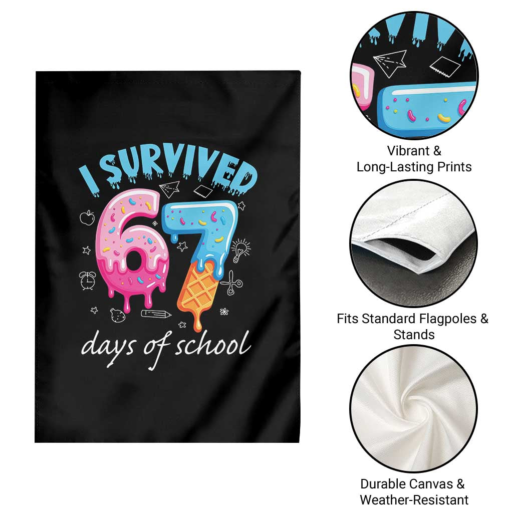 I Survived 67 Days of School Funny Six Seven Meme Garden Flag Baseball Ice Cream Dripping TS10 Print Your Wear