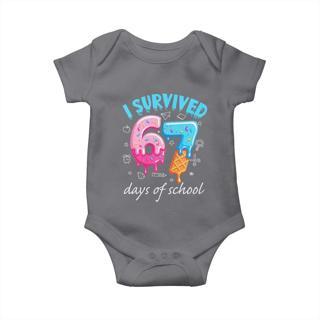 I Survived 67 Days of School Funny Six Seven Meme Baby Onesie Baseball Ice Cream Dripping TS10 Charcoal Print Your Wear