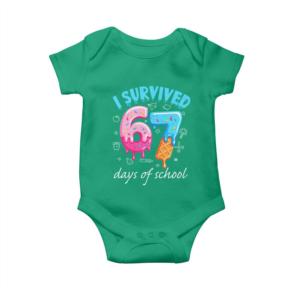 I Survived 67 Days of School Funny Six Seven Meme Baby Onesie Baseball Ice Cream Dripping TS10 Irish Green Print Your Wear
