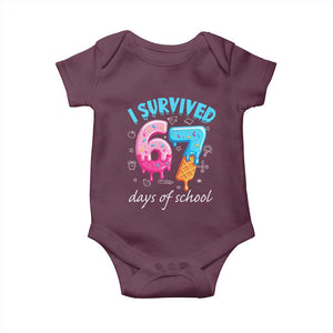 I Survived 67 Days of School Funny Six Seven Meme Baby Onesie Baseball Ice Cream Dripping TS10 Maroon Print Your Wear