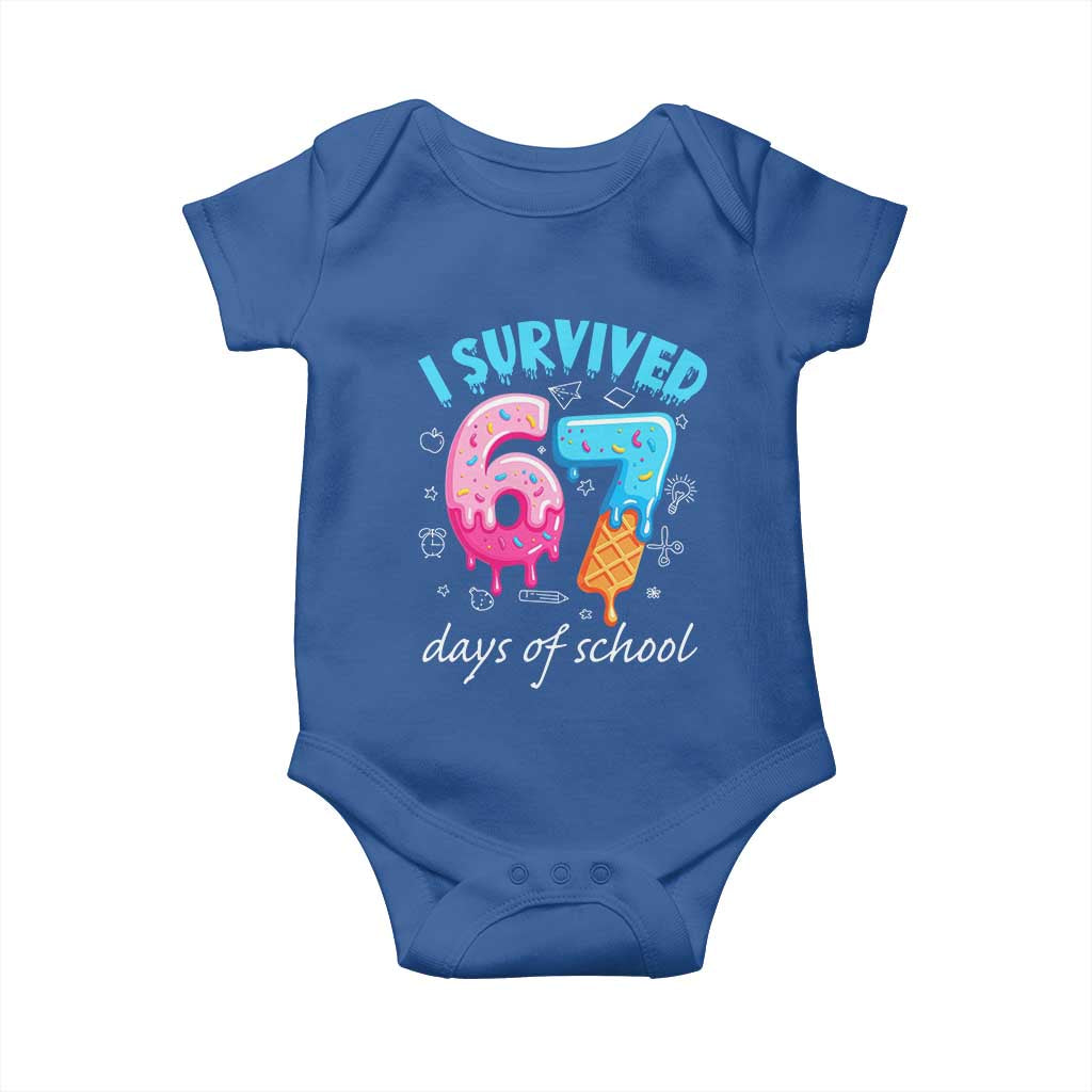 I Survived 67 Days of School Funny Six Seven Meme Baby Onesie Baseball Ice Cream Dripping TS10 Royal Blue Print Your Wear
