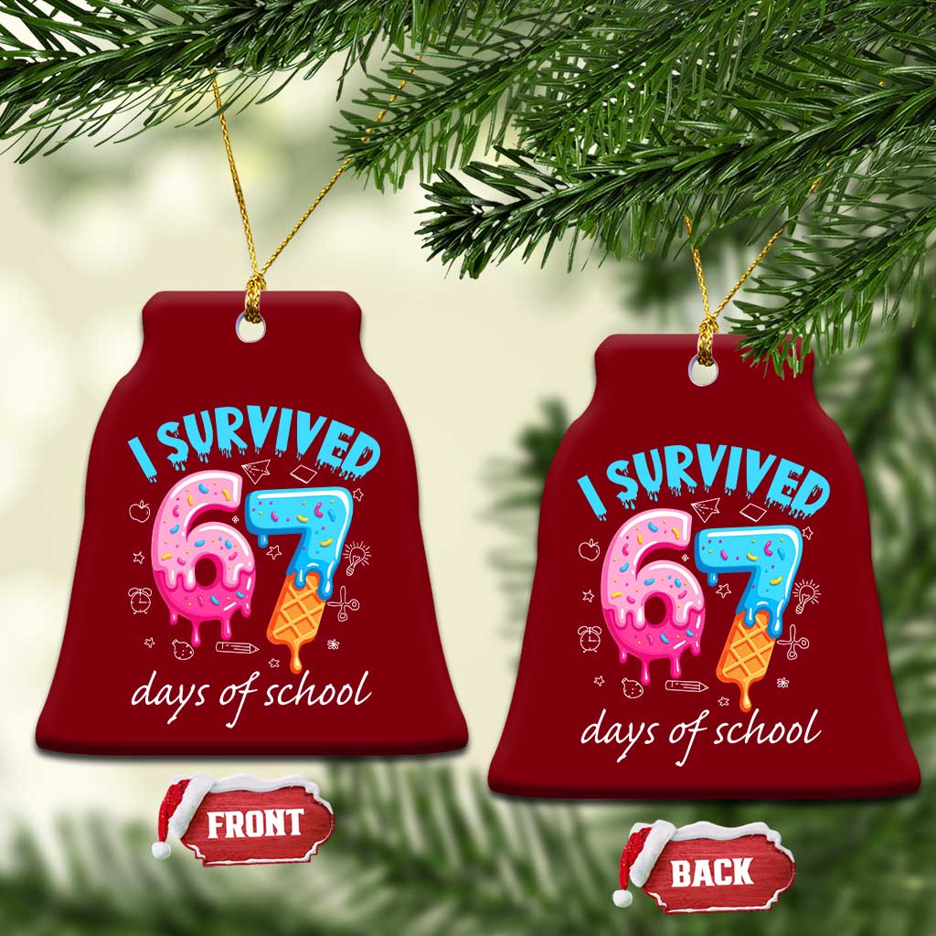 I Survived 67 Days of School Funny Six Seven Meme Ceramic Ornament Baseball Ice Cream Dripping TS10 Print Your Wear